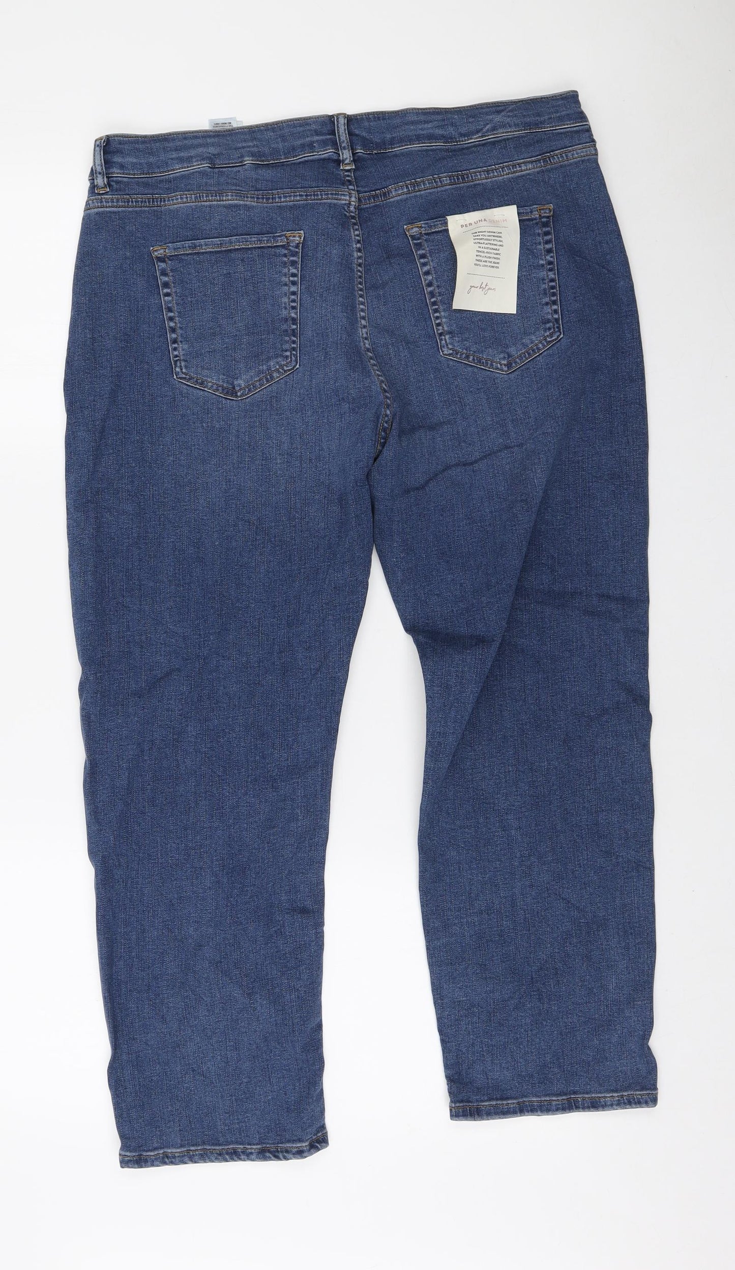 Per Una Womens Blue Lyocell Straight Jeans Size 18 L24 in Regular Zip