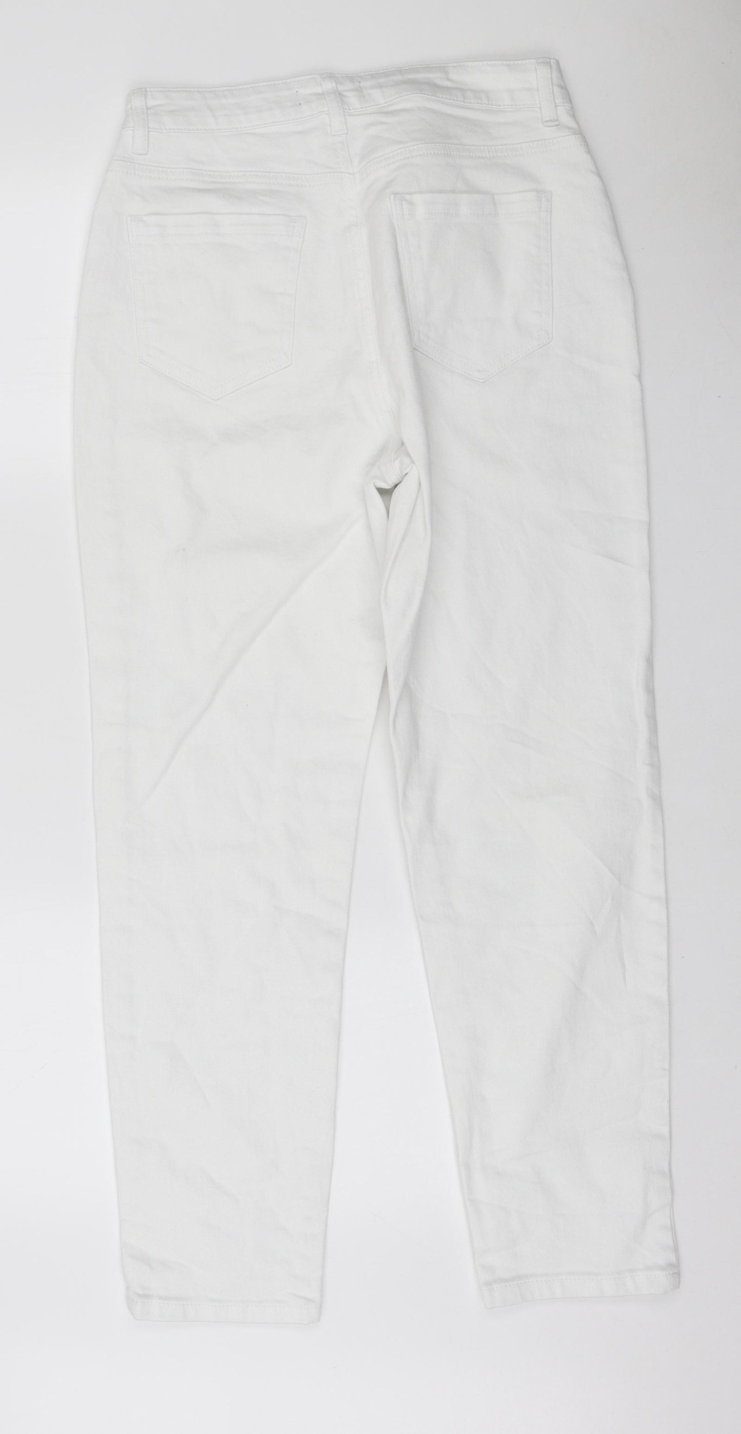 Sosander Womens White Cotton Mom Jeans Size 10 L28 in Regular Zip