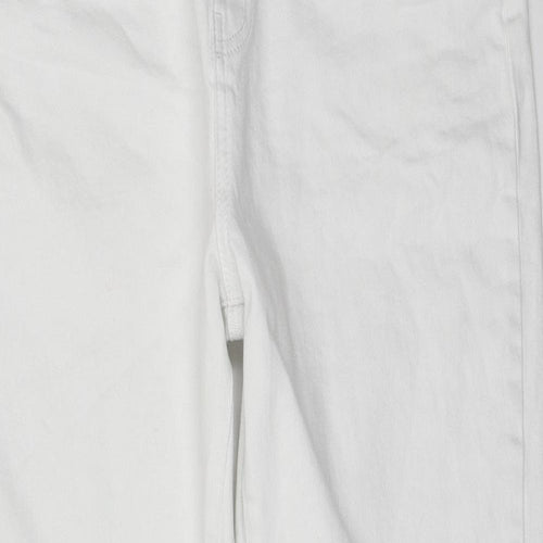 Sosander Womens White Cotton Mom Jeans Size 10 L28 in Regular Zip