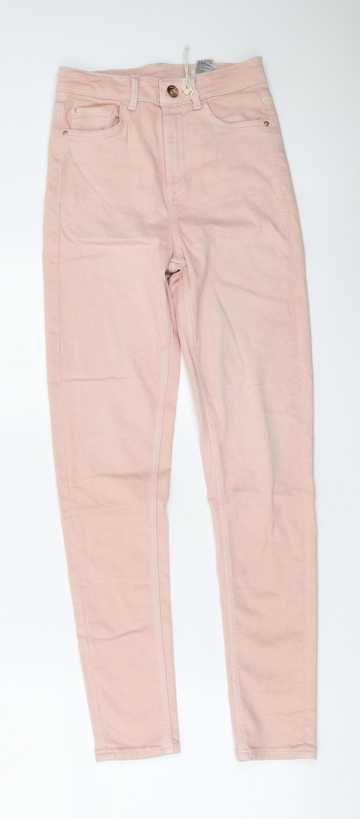 Marks and Spencer Womens Pink Cotton Skinny Jeans Size 6 L28 in Regular Zip