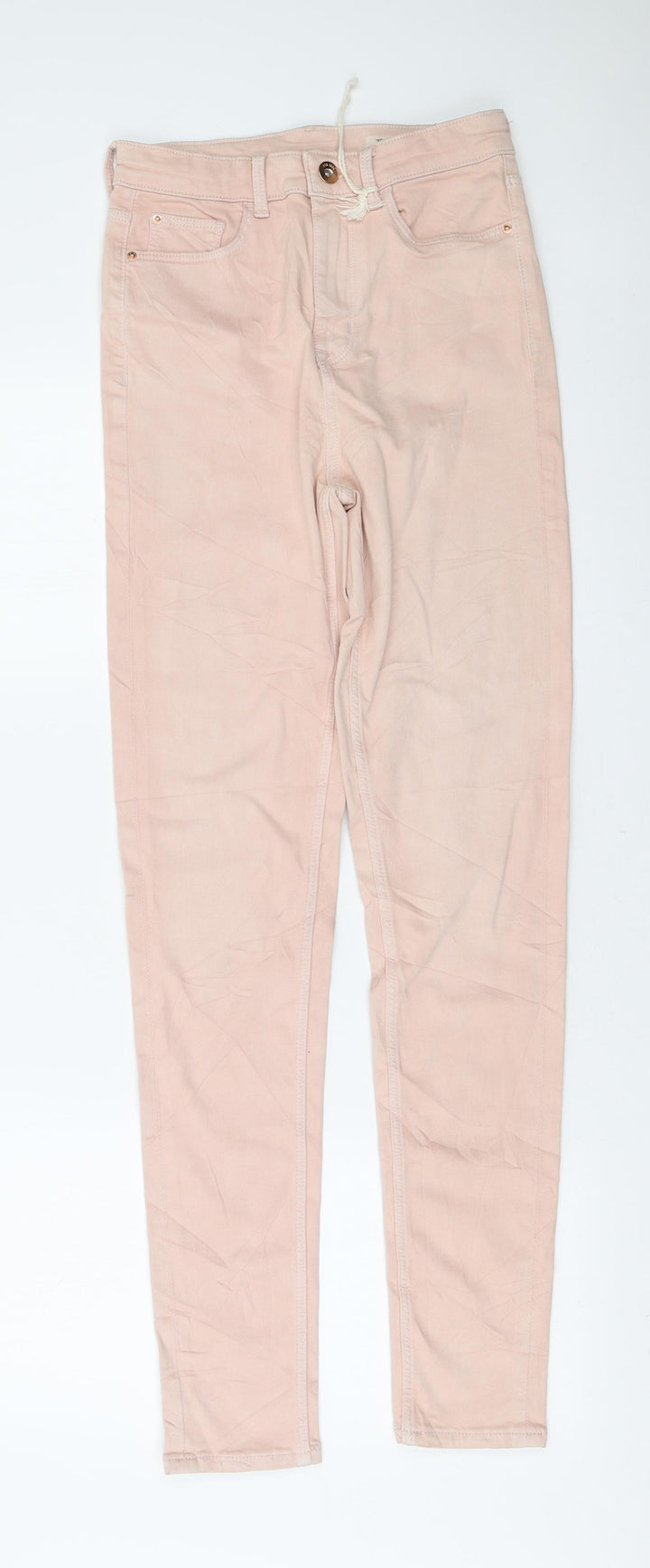 Marks and Spencer Womens Pink Cotton Skinny Jeans Size 8 L30 in Regular Zip