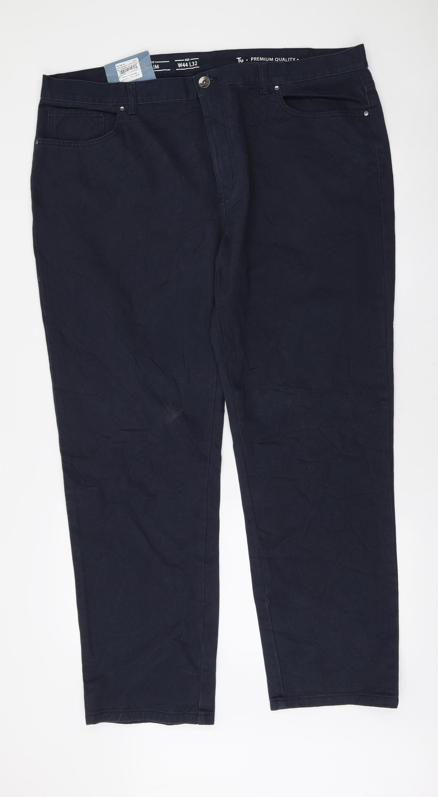 TU Mens Blue Cotton Tapered Jeans Size 44 in L32 in Regular Zip