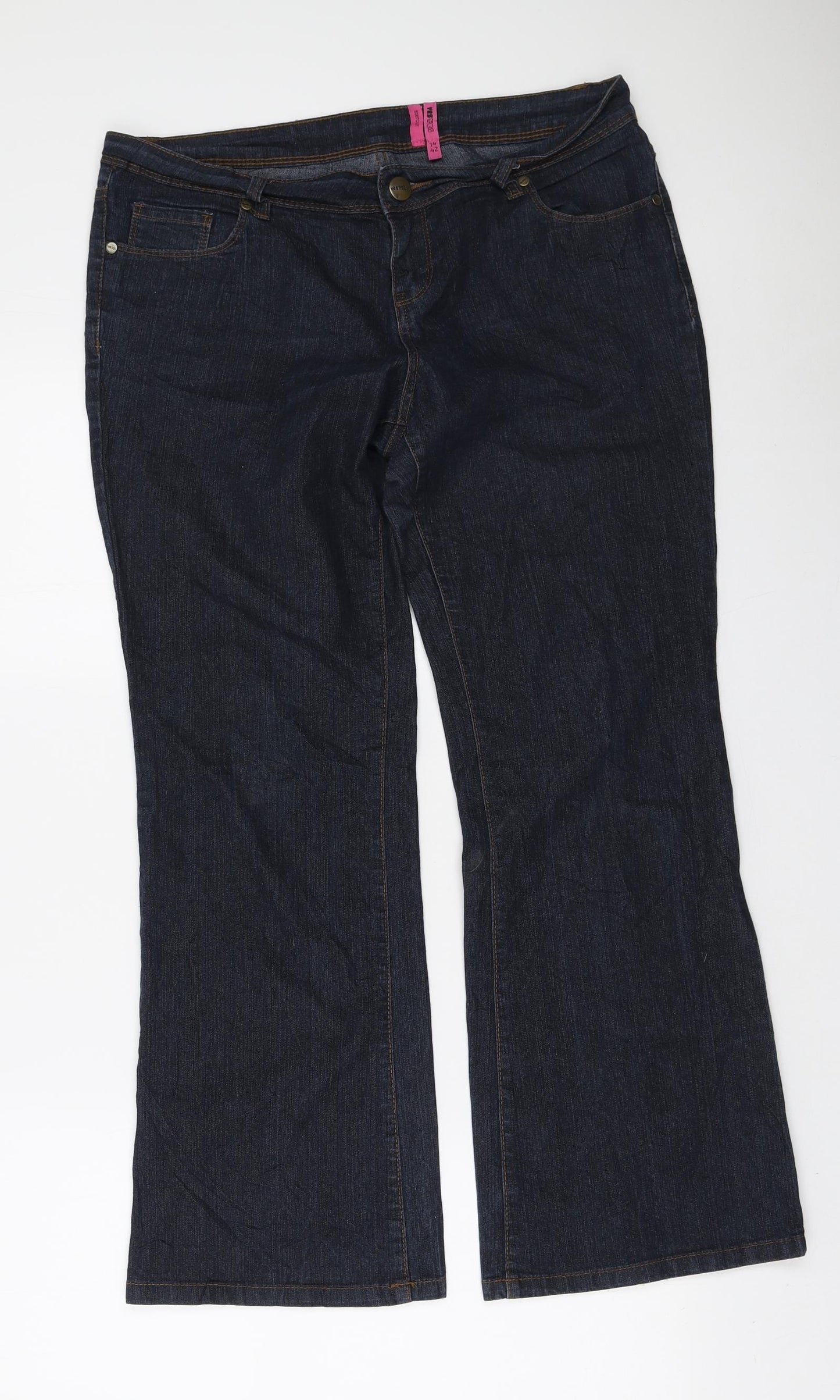 New Look Womens Blue Polyester Bootcut Jeans Size 14 L28 in Regular Zip