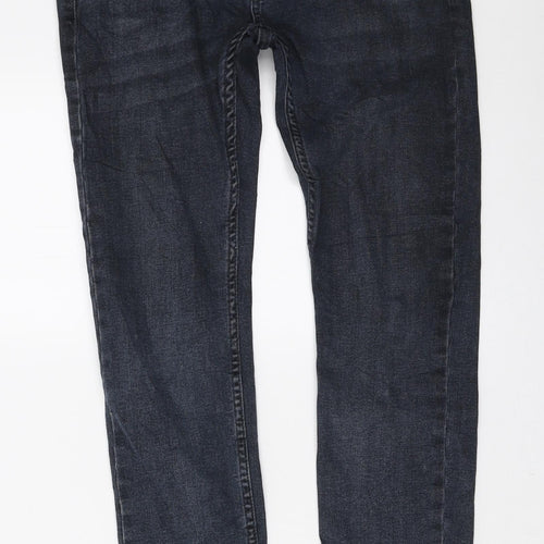 Topman Mens Blue Cotton Skinny Jeans Size 30 in L30 in Regular Zip