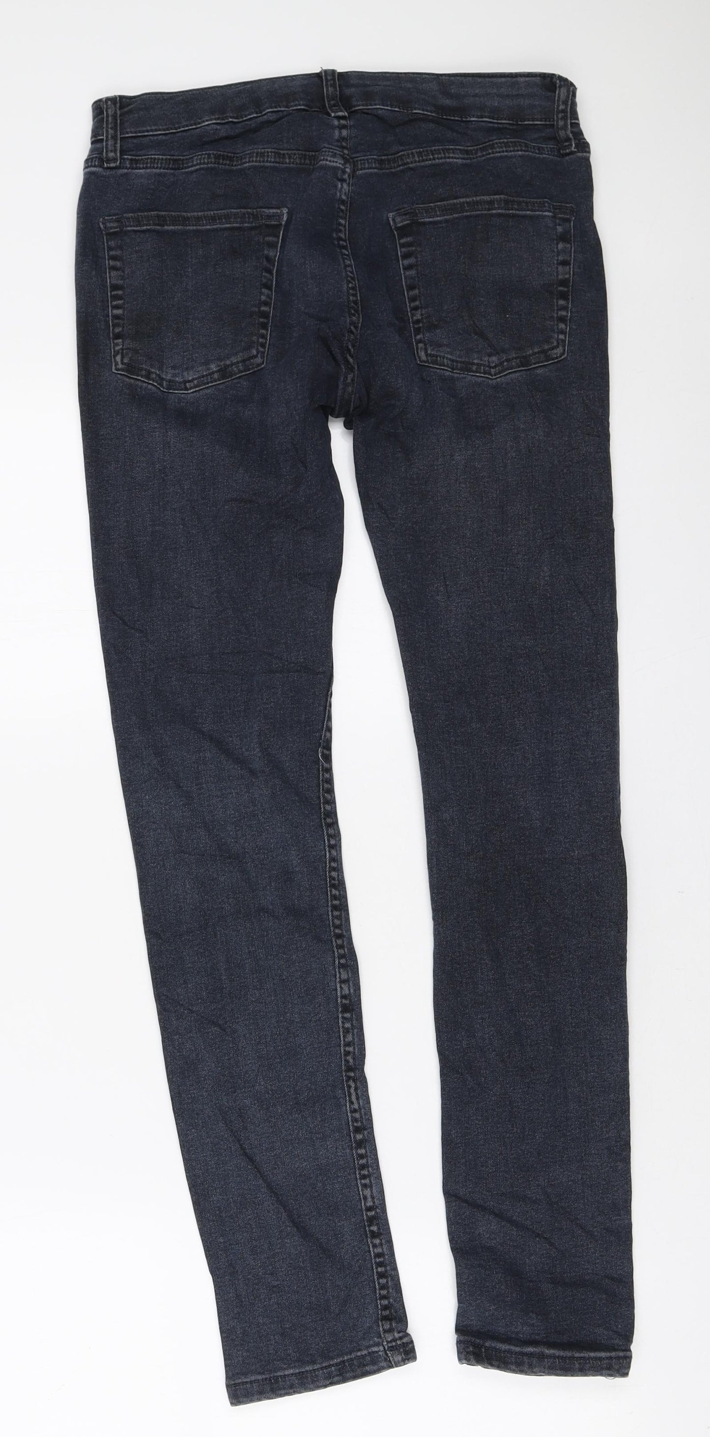 Topman Mens Blue Cotton Skinny Jeans Size 30 in L30 in Regular Zip