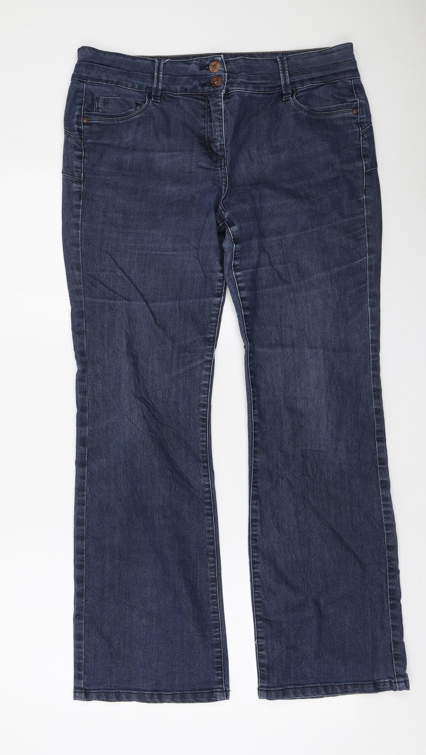 NEXT Womens Blue Cotton Bootcut Jeans Size 16 L30 in Regular Zip