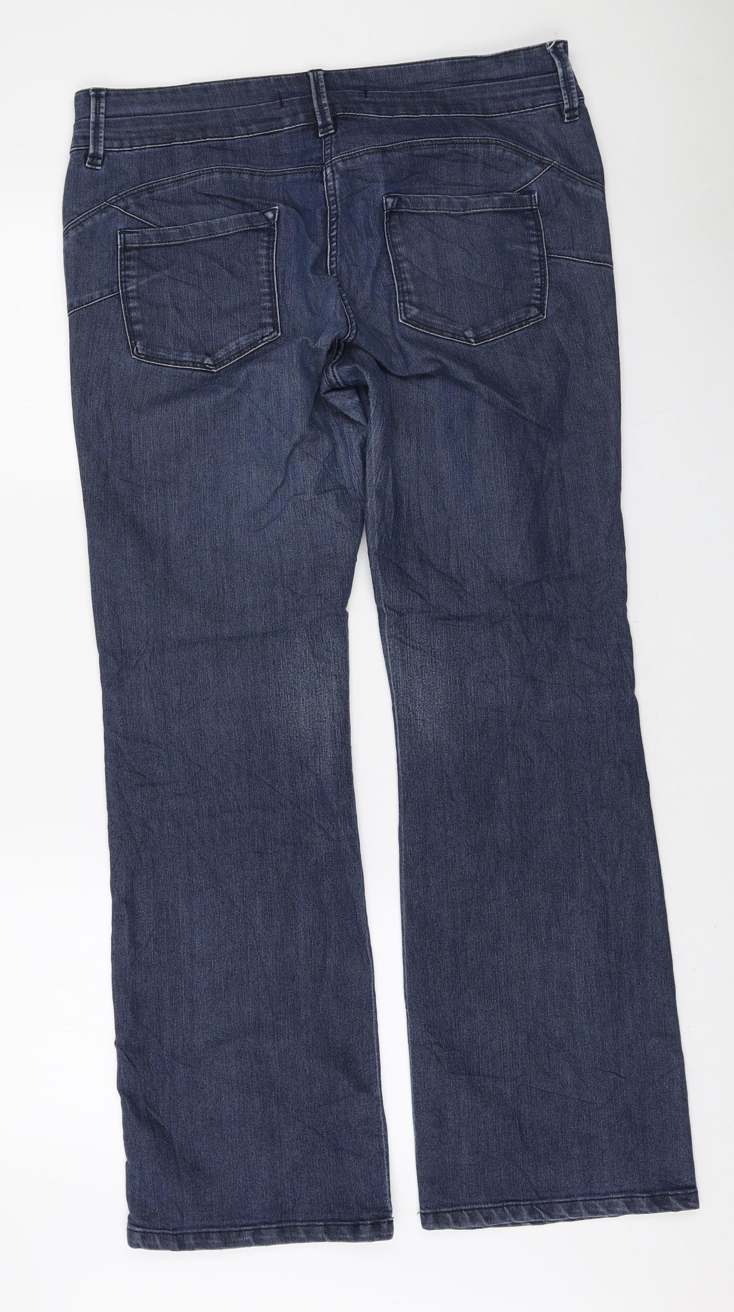 NEXT Womens Blue Cotton Bootcut Jeans Size 16 L30 in Regular Zip