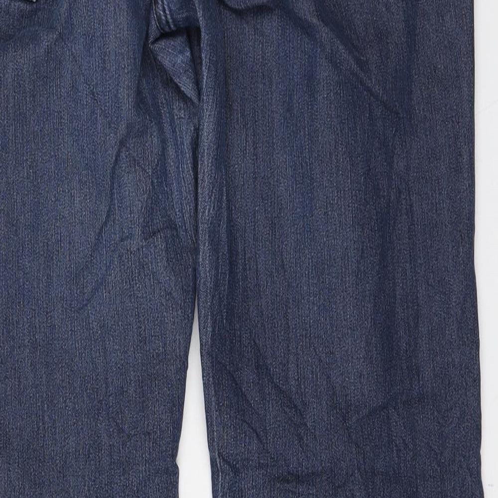 NEXT Womens Blue Cotton Bootcut Jeans Size 16 L30 in Regular Zip