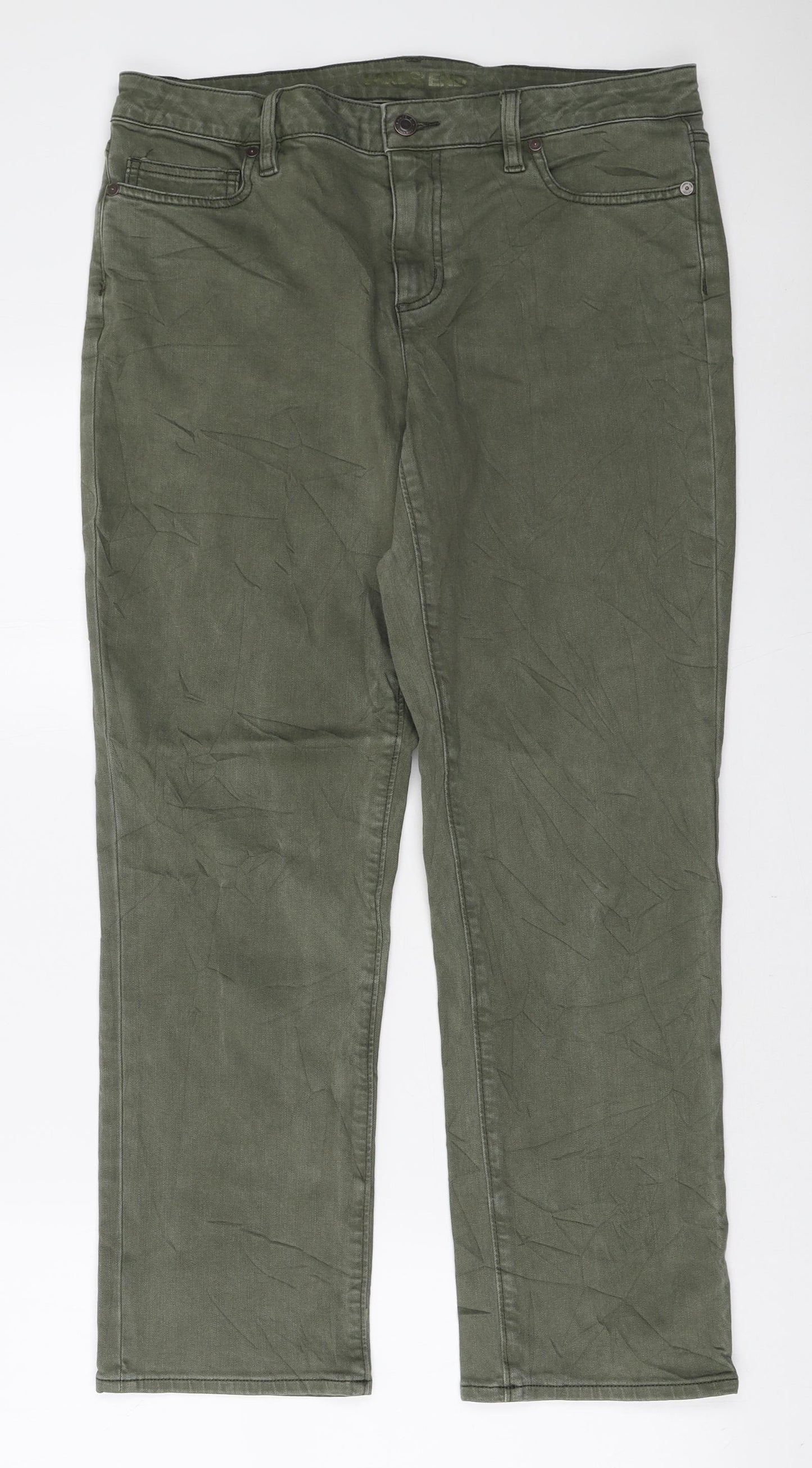 Lands' End Womens Green Cotton Straight Jeans Size 12 L27 in Regular Zip