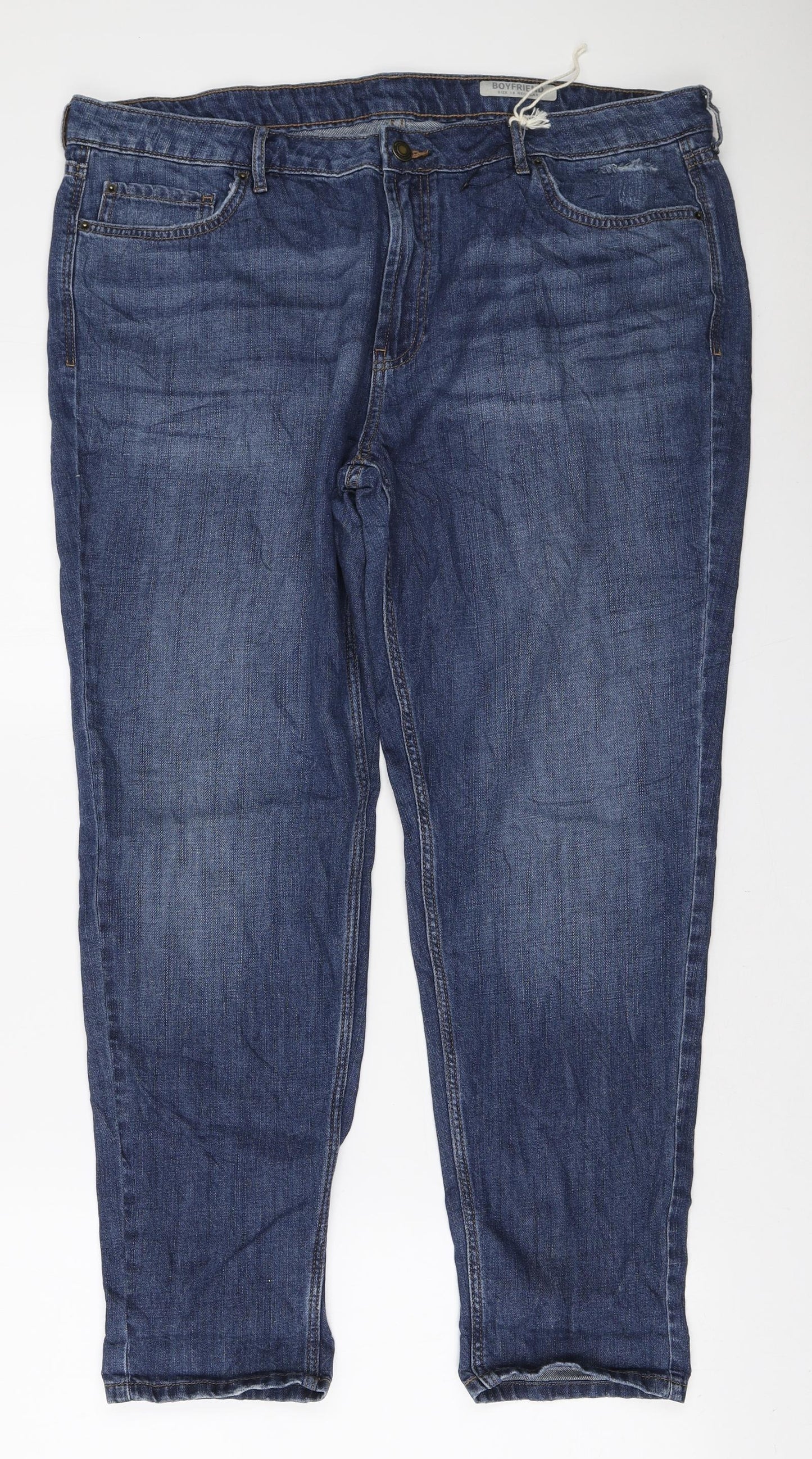 Marks and Spencer Womens Blue Lyocell Boyfriend Jeans Size 18 L28 in Regular Zip