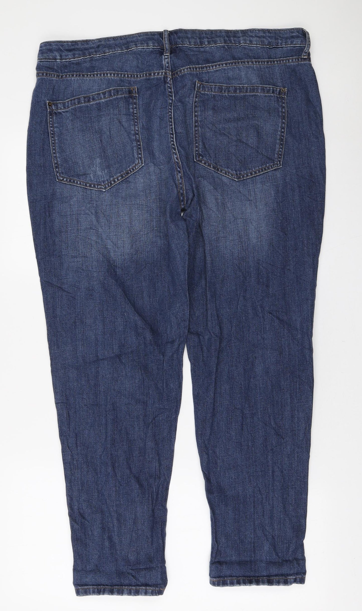 Marks and Spencer Womens Blue Lyocell Boyfriend Jeans Size 18 L28 in Regular Zip