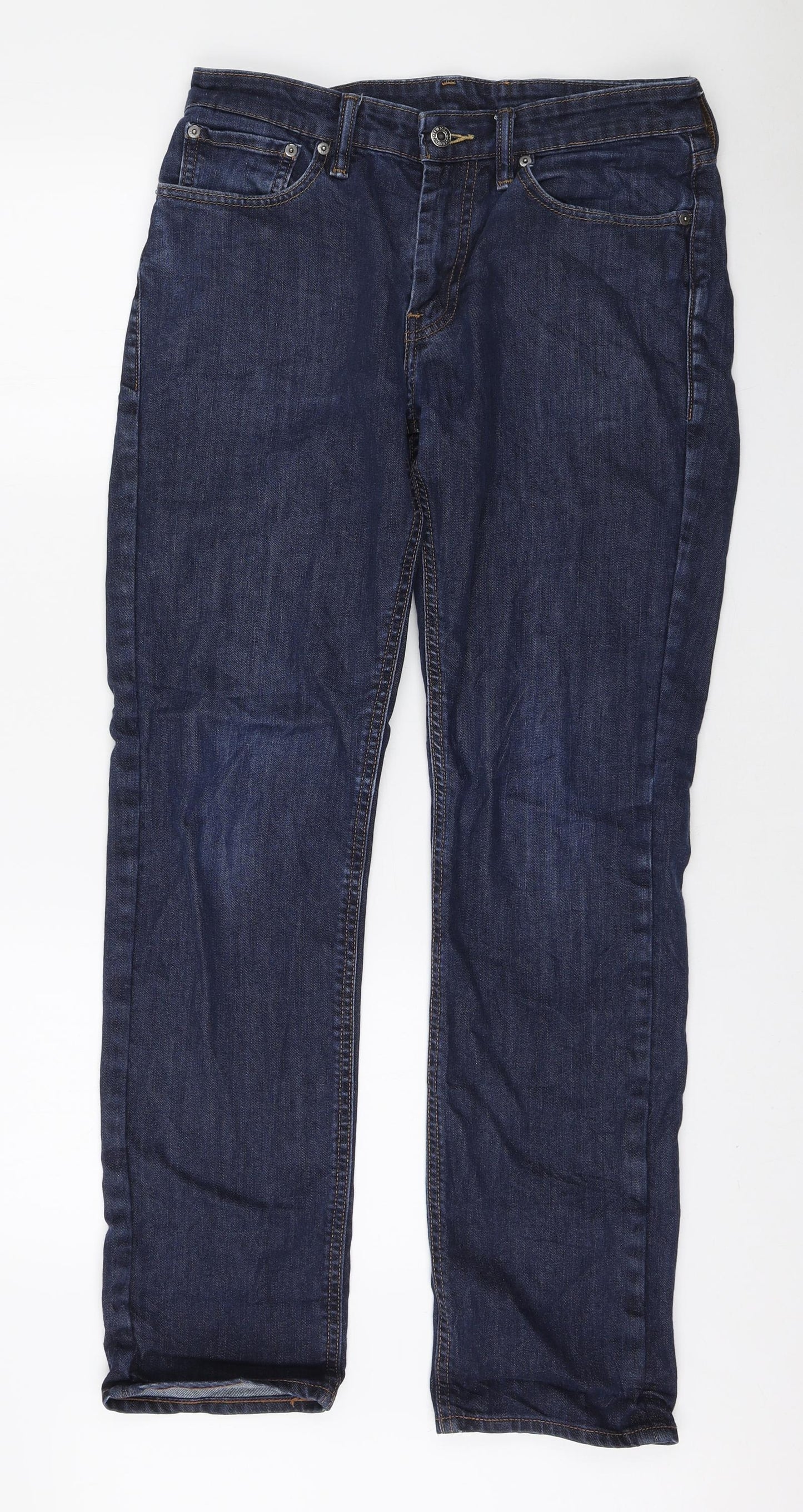 Signature by Levi Strauss & Co. Mens Blue Polyester Straight Jeans Size 32 in L32 in Regular Zip