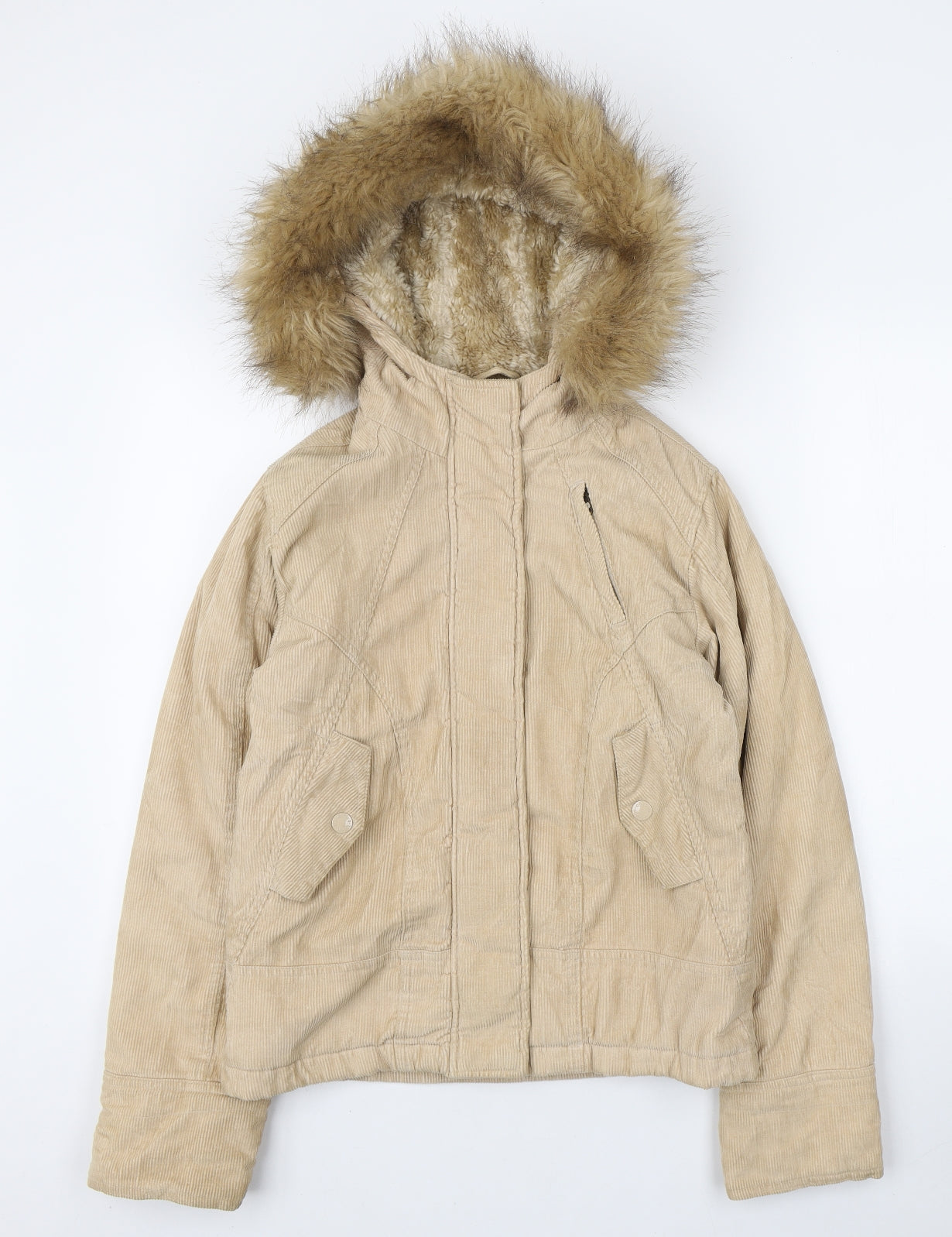 Topshop Womens Beige Quilted Jacket Size 10 Zip