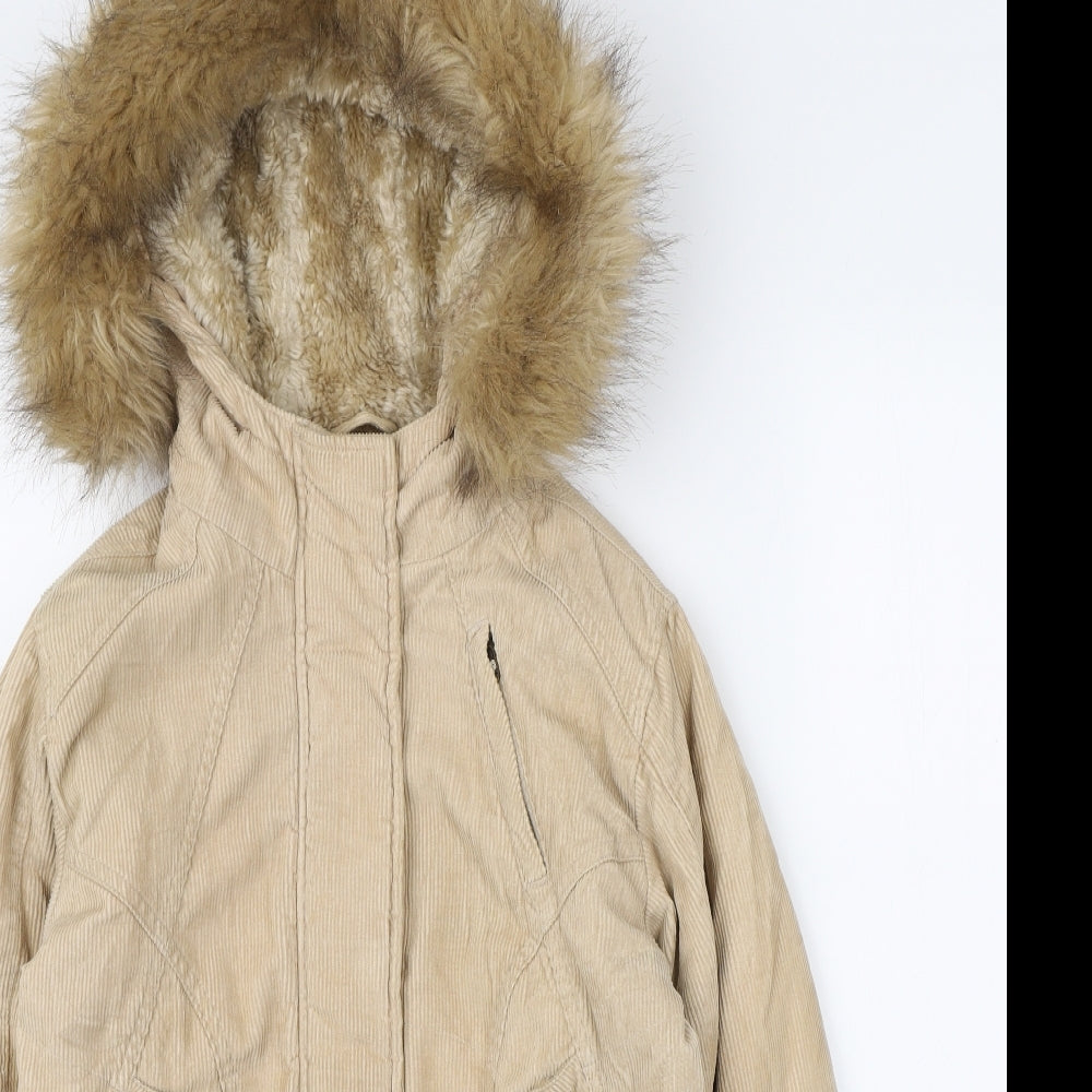 Topshop Womens Beige Quilted Jacket Size 10 Zip