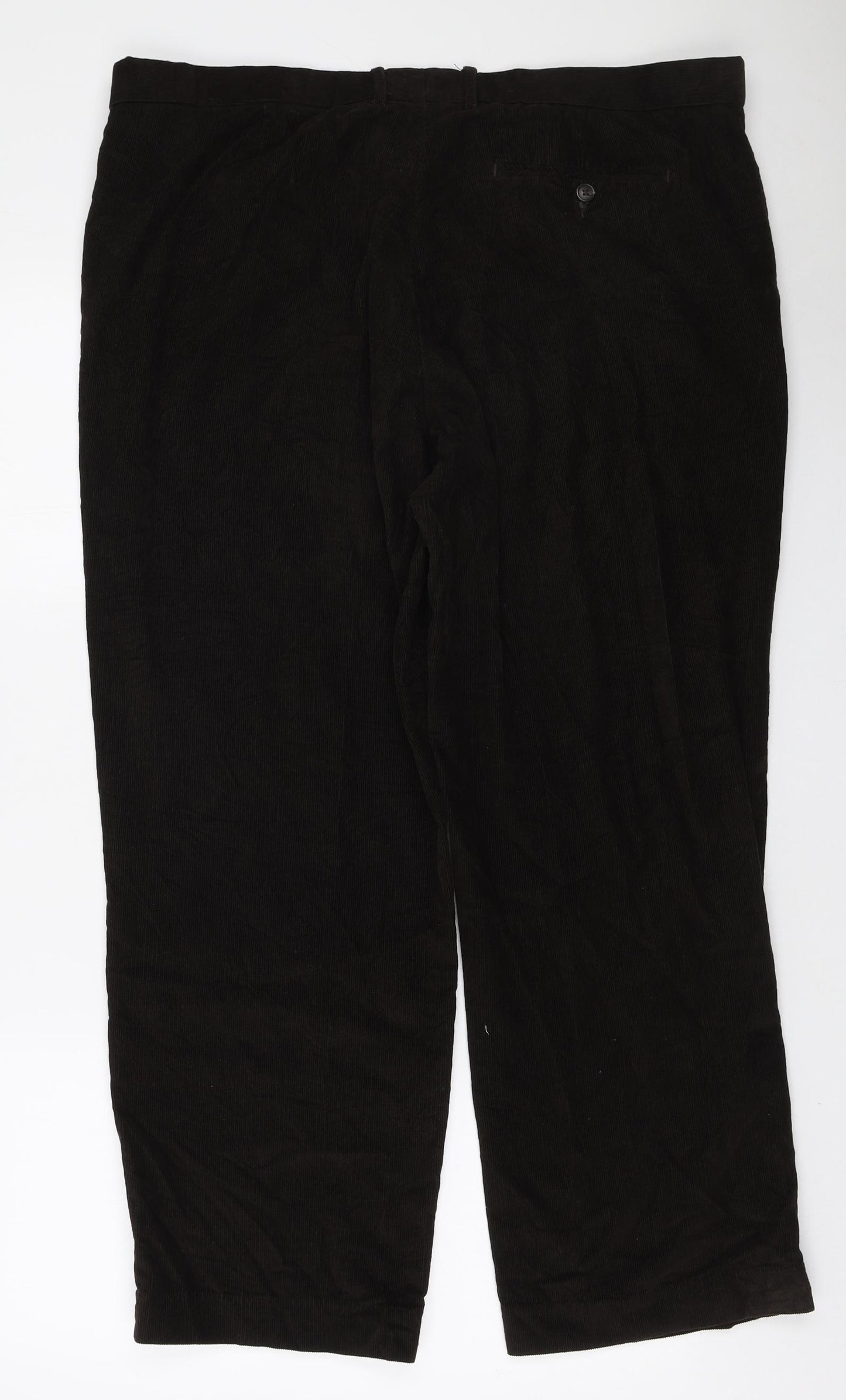 Marks and Spencer Mens Brown Cotton Chino Trousers Size 42 in L32 in Regular Zip