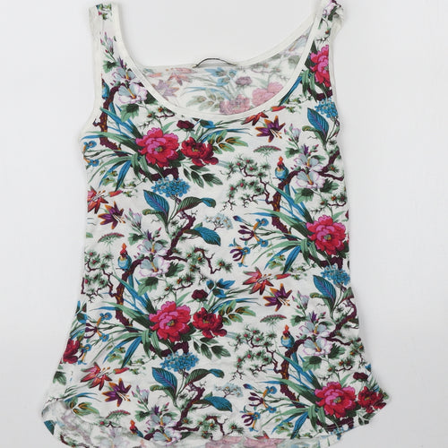 Oasis Womens Multicoloured Floral Viscose Basic Tank Size S Scoop Neck