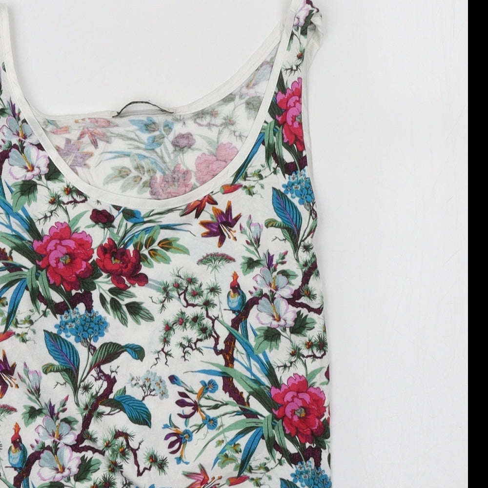 Oasis Womens Multicoloured Floral Viscose Basic Tank Size S Scoop Neck
