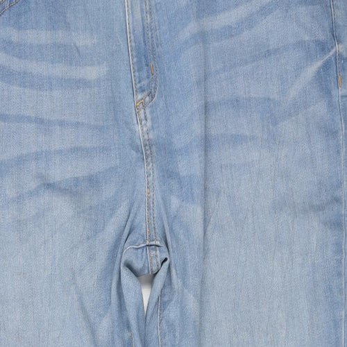 F&F Womens Blue Cotton Cropped Jeans Size 20 L23 in Regular Zip