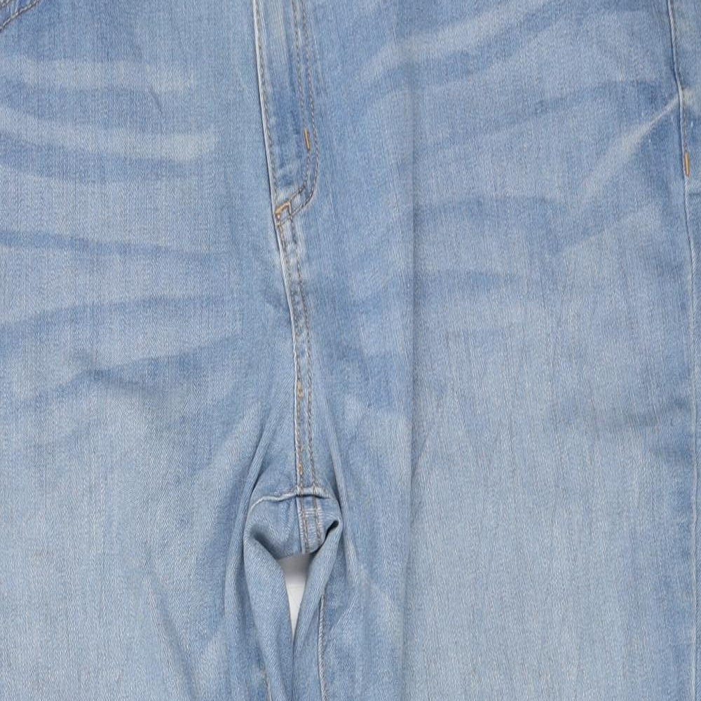 F&F Womens Blue Cotton Cropped Jeans Size 20 L23 in Regular Zip