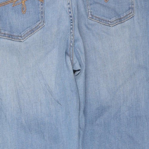 F&F Womens Blue Cotton Cropped Jeans Size 20 L23 in Regular Zip