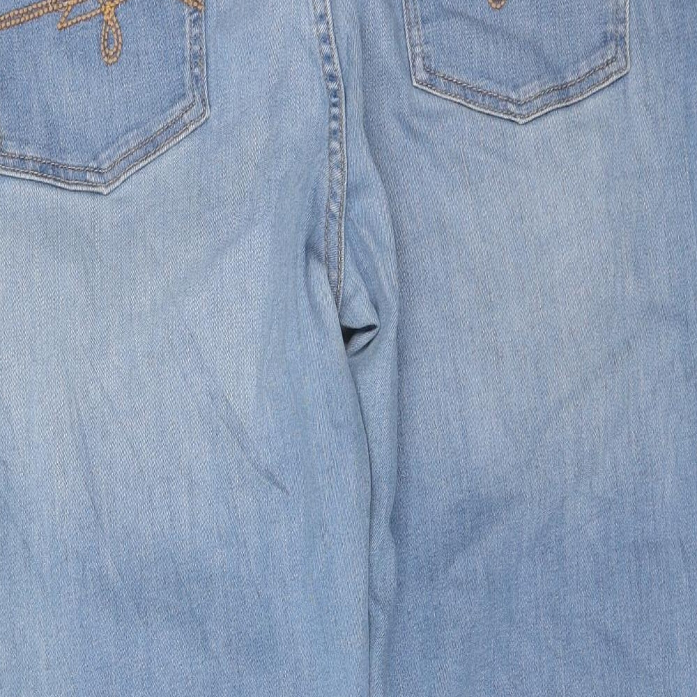 F&F Womens Blue Cotton Cropped Jeans Size 20 L23 in Regular Zip