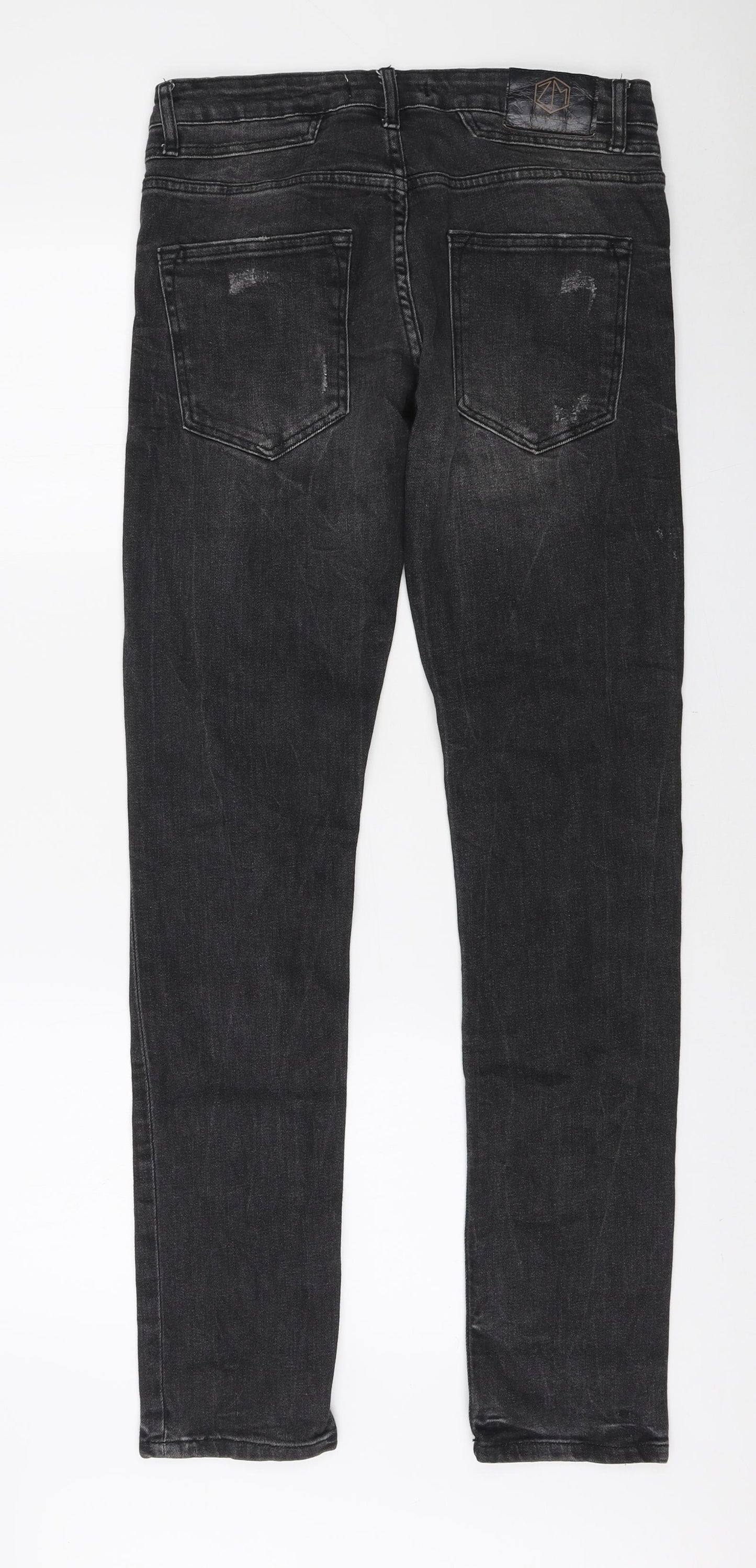 Zara Mens Black Cotton Skinny Jeans Size 30 in L32 in Regular Zip