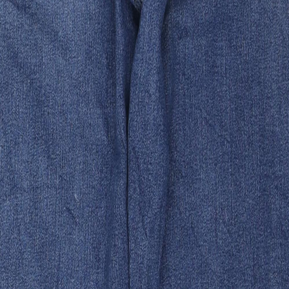 Marks and Spencer Womens Blue Cotton Straight Jeans Size 18 L30 in Regular Zip
