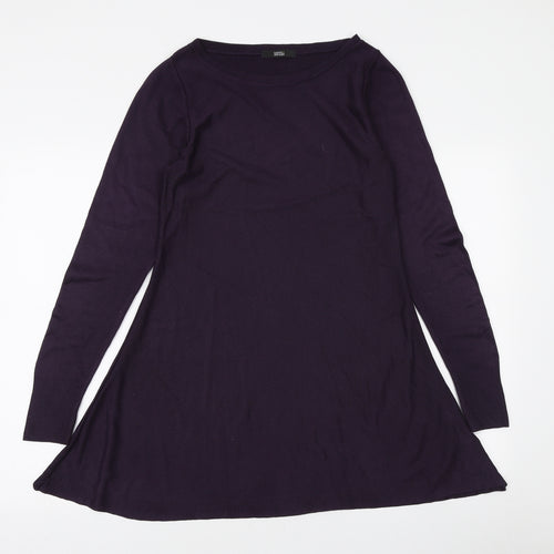 Marks and Spencer Womens Purple Acrylic Kaftan Size 8 Boat Neck Pullover
