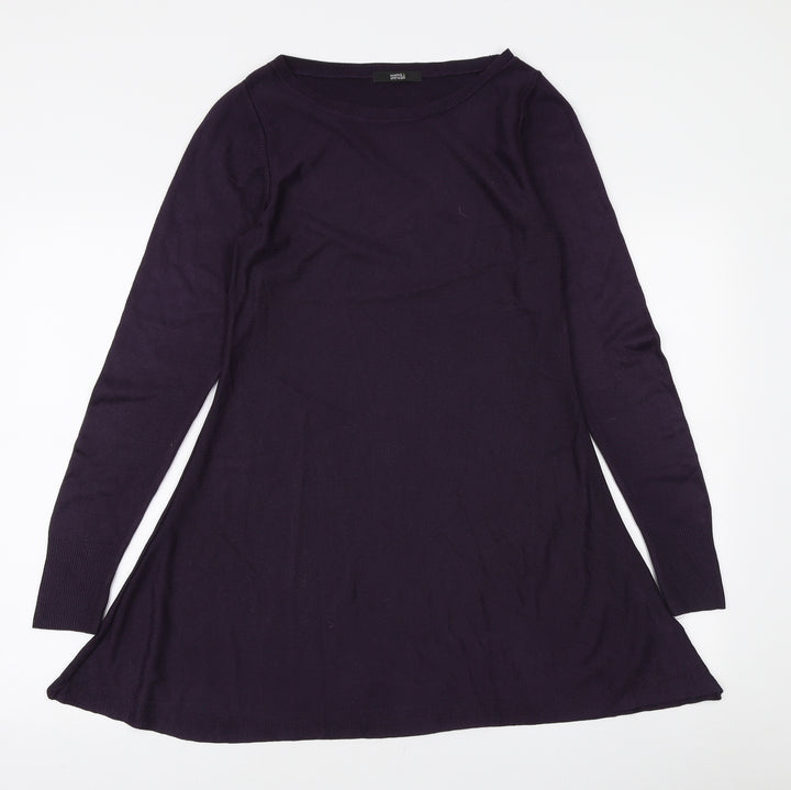 Marks and Spencer Womens Purple Acrylic Kaftan Size 8 Boat Neck Pullover