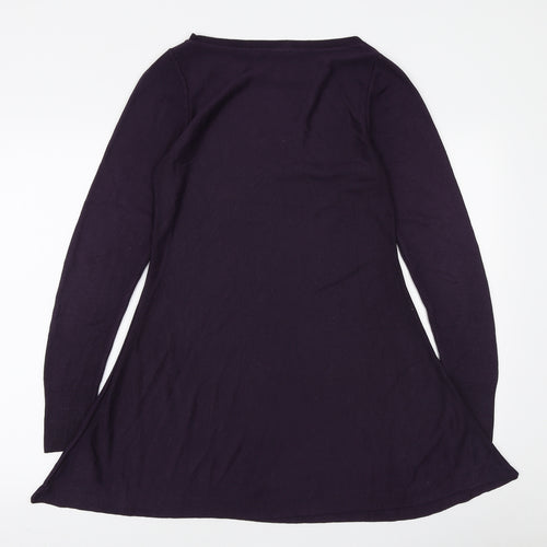 Marks and Spencer Womens Purple Acrylic Kaftan Size 8 Boat Neck Pullover