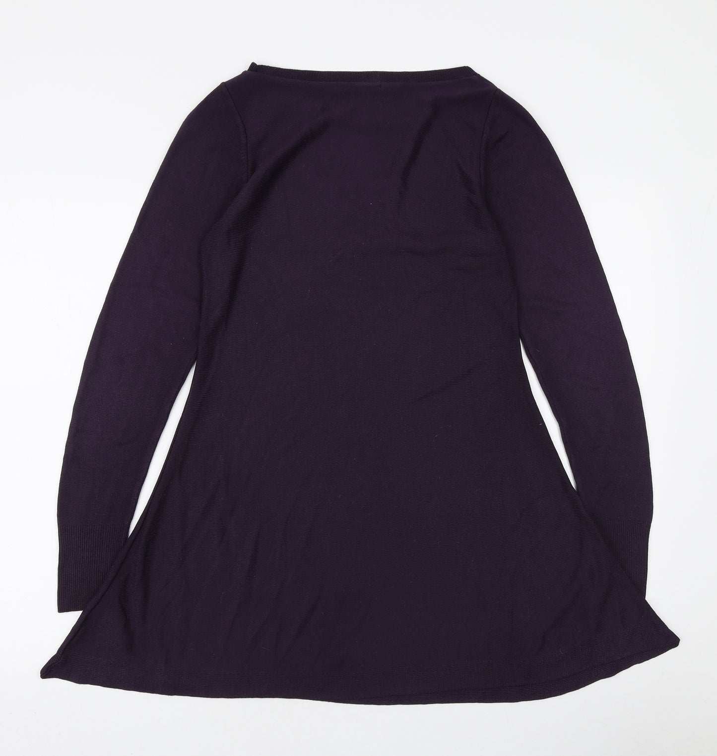 Marks and Spencer Womens Purple Acrylic Kaftan Size 8 Boat Neck Pullover