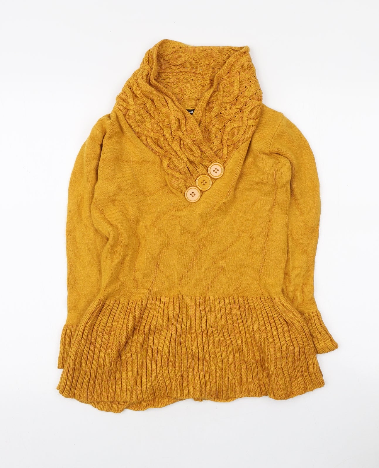 Roman Womens Yellow Collared Acrylic Pullover Jumper Size 12