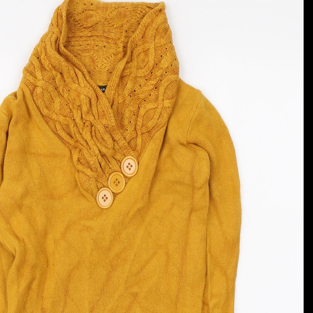 Roman Womens Yellow Collared Acrylic Pullover Jumper Size 12