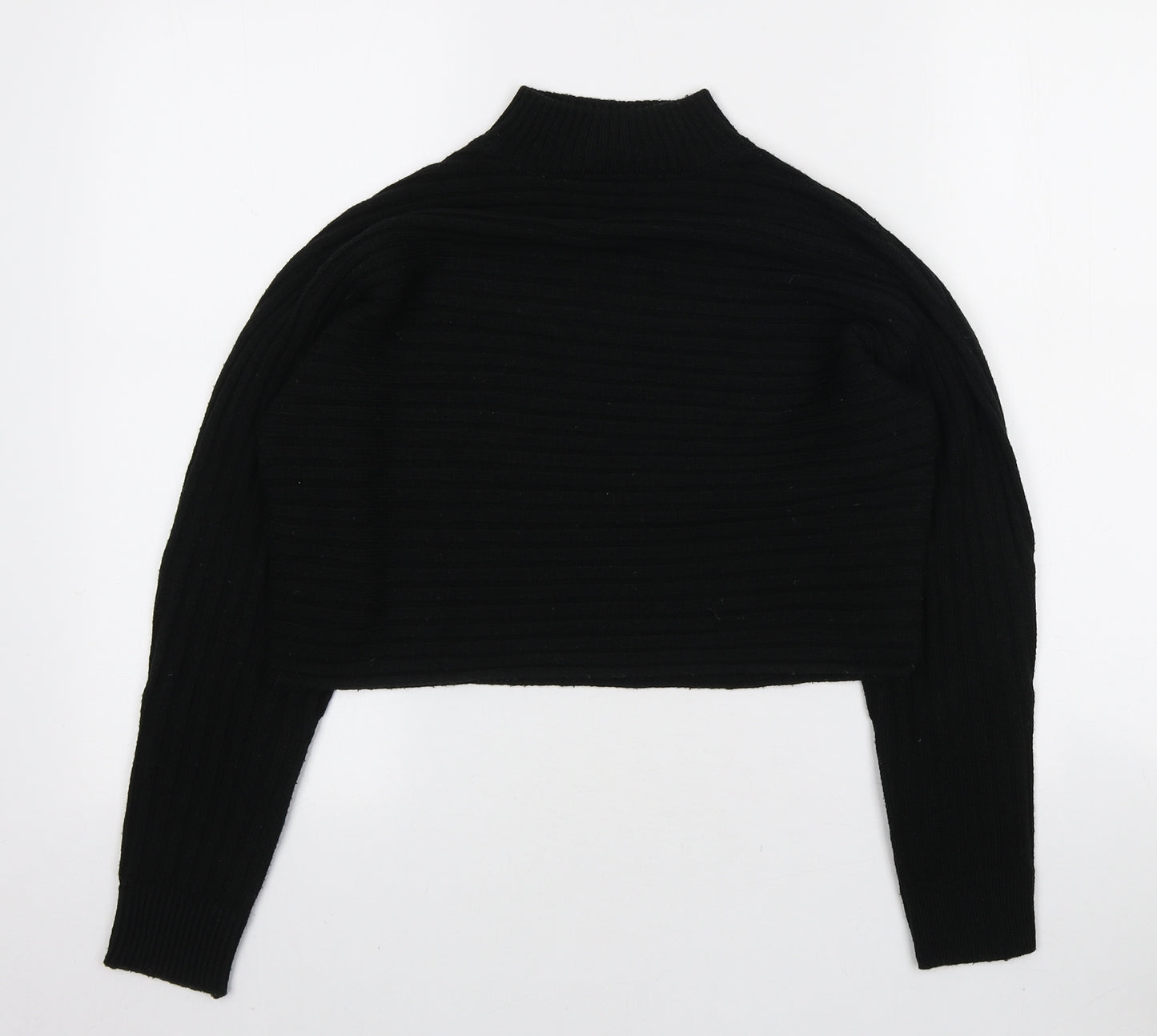 New Look Girls Black Mock Neck Striped Acrylic Pullover Jumper Size 12-13 Years Pullover