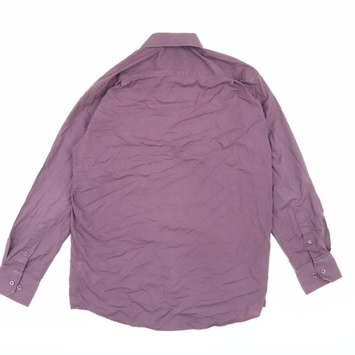 Primark Mens Purple Polyester Button-Up Size 15 Collared Button