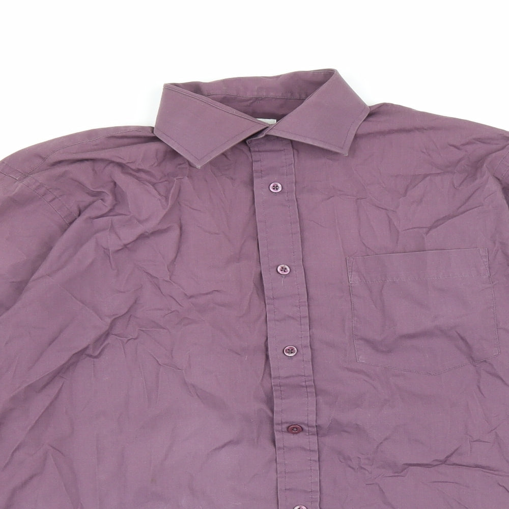 Primark Mens Purple Polyester Button-Up Size 15 Collared Button