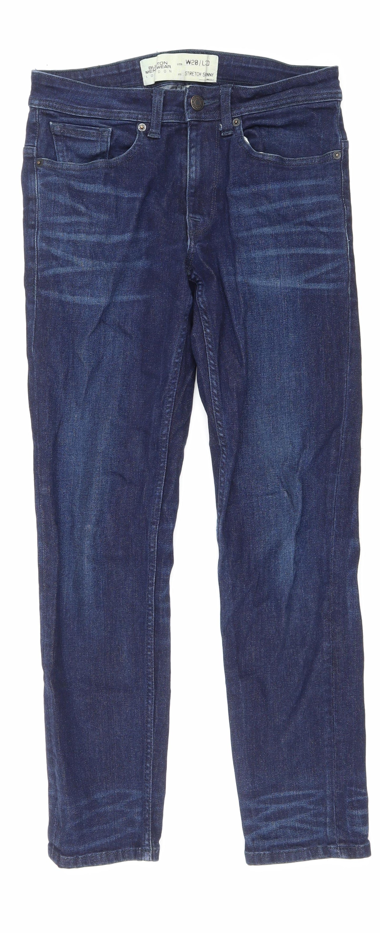 Burton Mens Blue Cotton Straight Jeans Size 28 in L28 in Regular Zip
