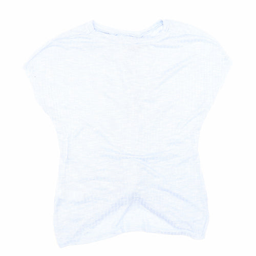 New Look Womens Blue Viscose Basic T-Shirt Size M Round Neck - Knot detail