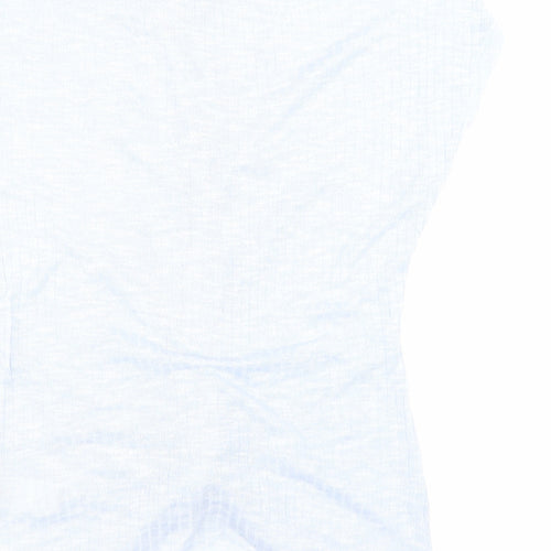 New Look Womens Blue Viscose Basic T-Shirt Size M Round Neck - Knot detail
