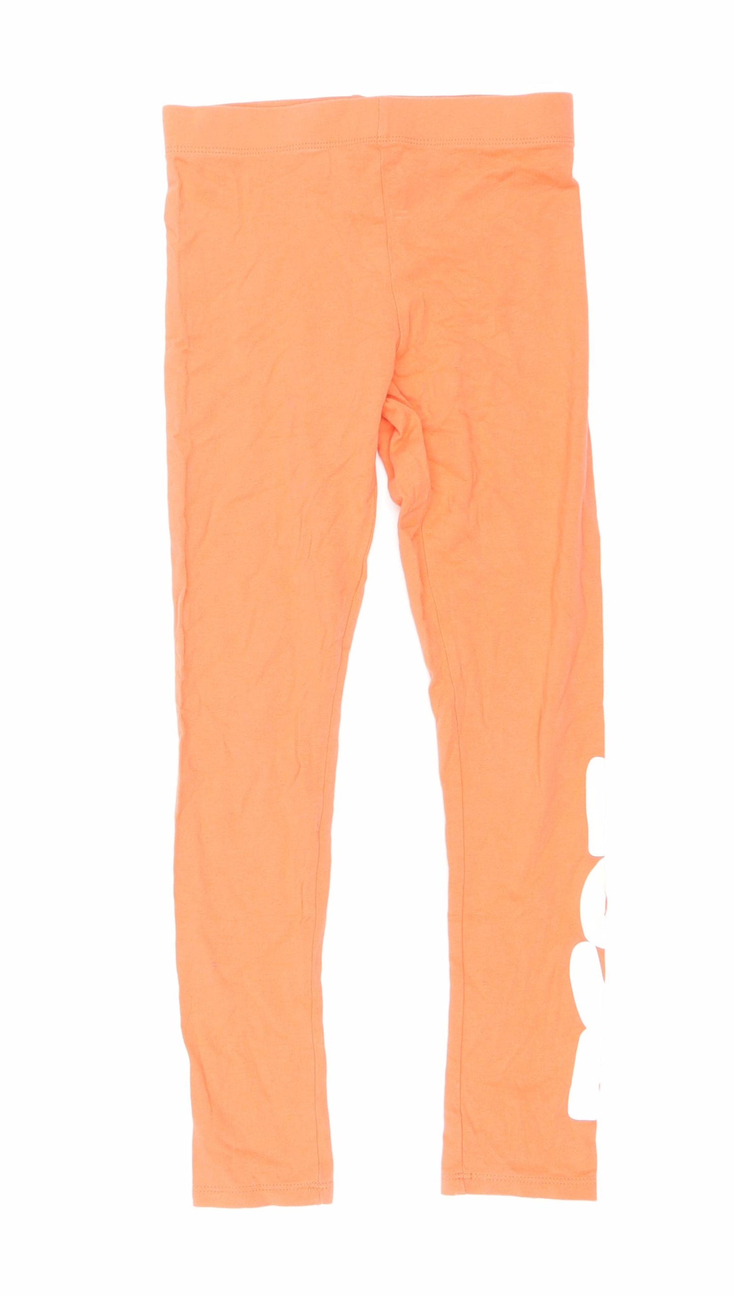 H&M Girls Orange Cotton Jogger Trousers Size 8-9 Years Regular Drawstring - Leggings Love