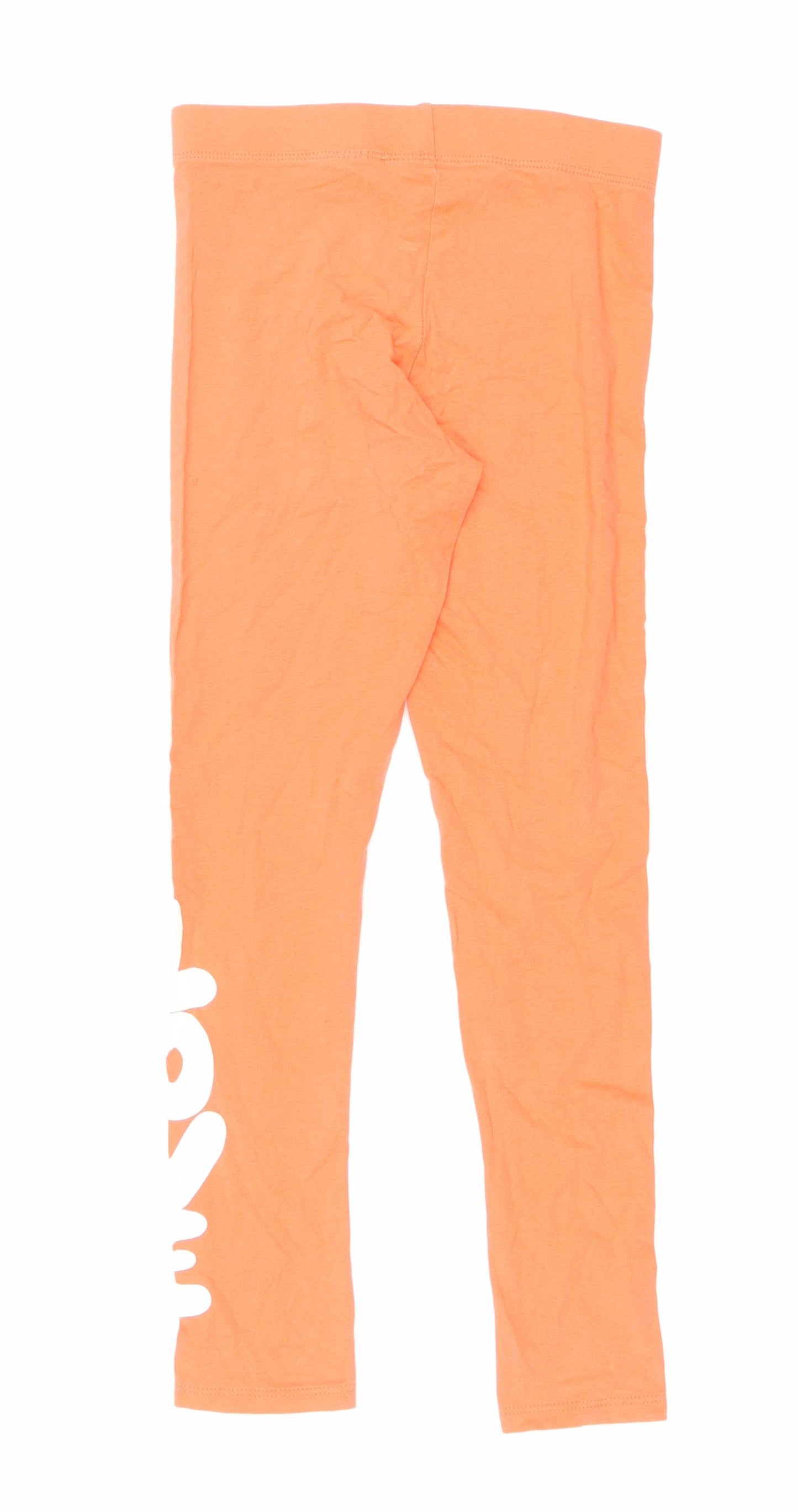 H&M Girls Orange Cotton Jogger Trousers Size 8-9 Years Regular Drawstring - Leggings Love
