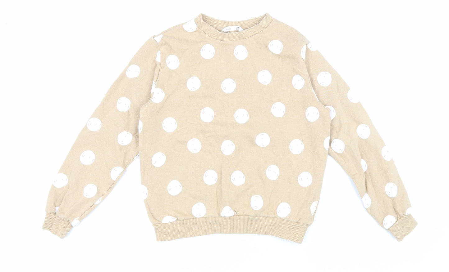 H&M Womens Brown Polka Dot Cotton Pullover Sweatshirt Size 10 Pullover