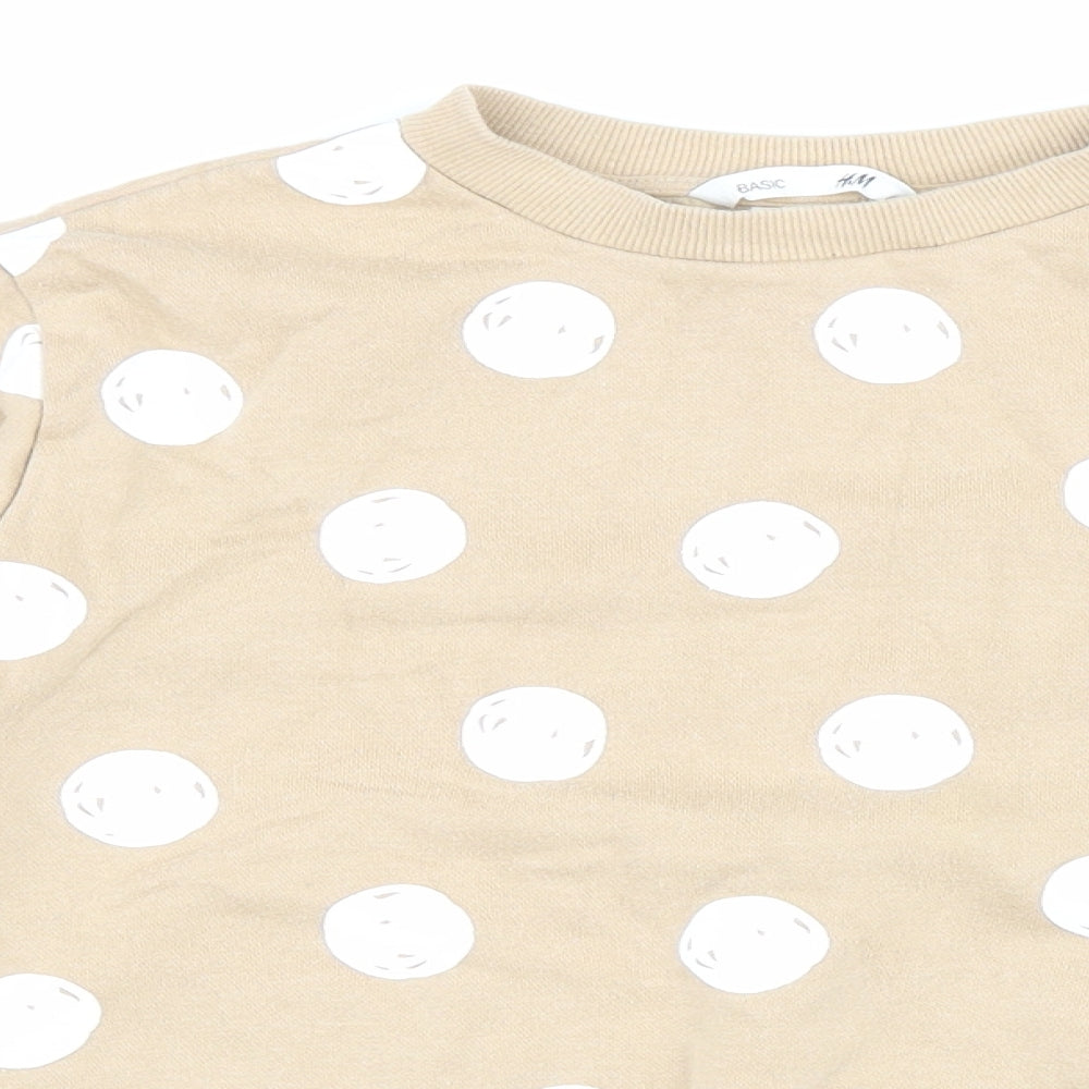 H&M Womens Brown Polka Dot Cotton Pullover Sweatshirt Size 10 Pullover
