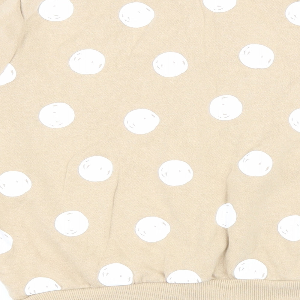 H&M Womens Brown Polka Dot Cotton Pullover Sweatshirt Size 10 Pullover