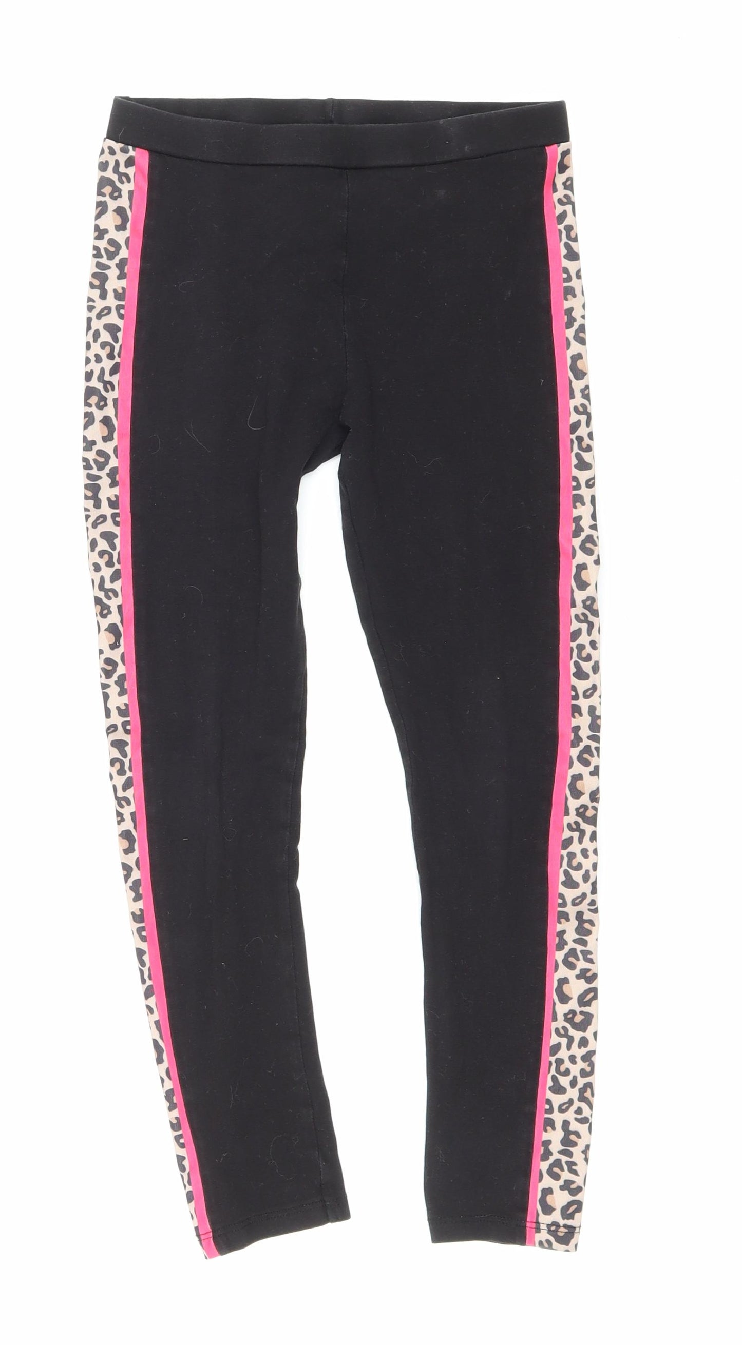 George Girls Black Cotton Jogger Trousers Size 9-10 Years Regular Drawstring - Leggings