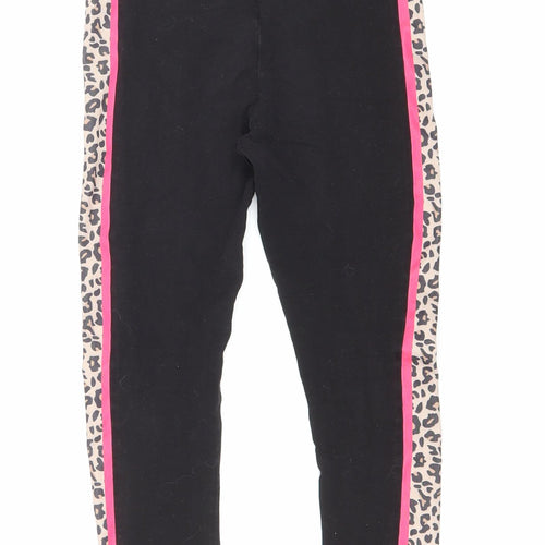 George Girls Black Cotton Jogger Trousers Size 9-10 Years Regular Drawstring - Leggings
