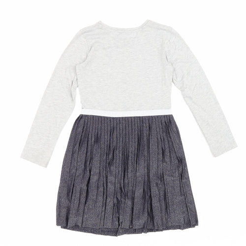 Bluezoo Girls Grey Cotton Fit & Flare Size 9-10 Years Round Neck Pullover - Star