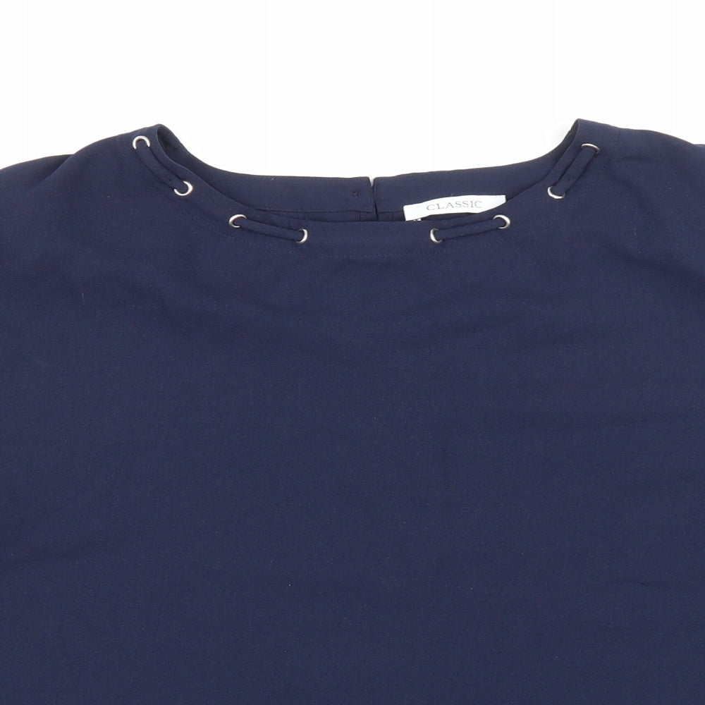 Marks and Spencer Womens Blue Polyester Basic Blouse Size 12 Round Neck