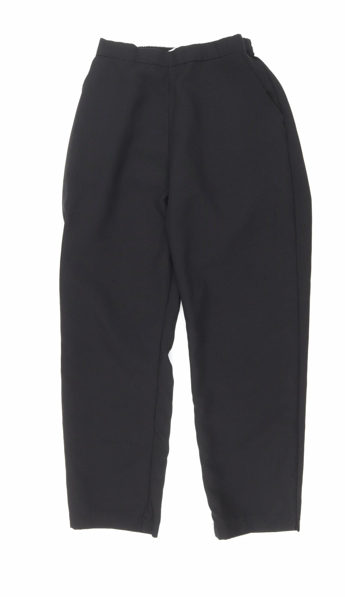 Preworn Womens Black Polyester Carrot Trousers Size 10 L24 in Regular Drawstring