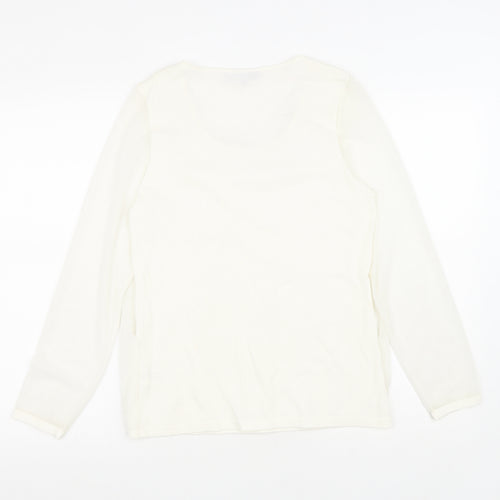 Stephen Y Womens White Nylon Basic Blouse Size M Round Neck